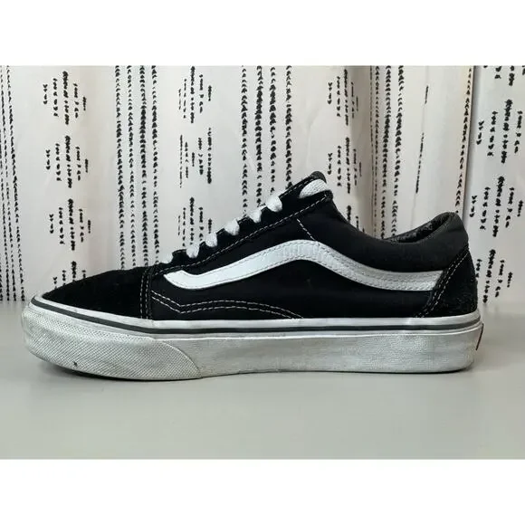 Vans Old Skool Lace Ups Shoes 6 M 7.5 W Black Suede Thrashed Rock WornIn Classic - Picture 6 of 14